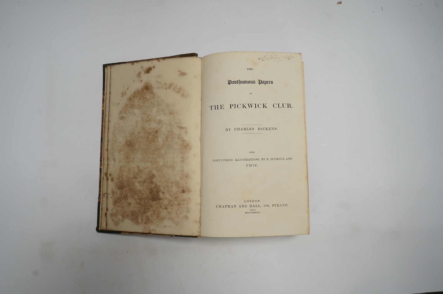 Dickens, Charles. The Personal History of David Copperfield with illustrations by H. K. Browne, (Phiz), 8vo, half calf, Bradbury and Evans, London, 1850, and The Posthumous Papers of the Pickwick Club, first edition in b